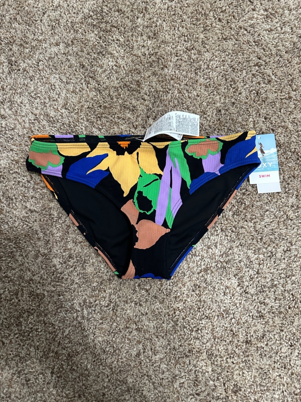 Roxy Black Floral Hipster Bikini Bottoms